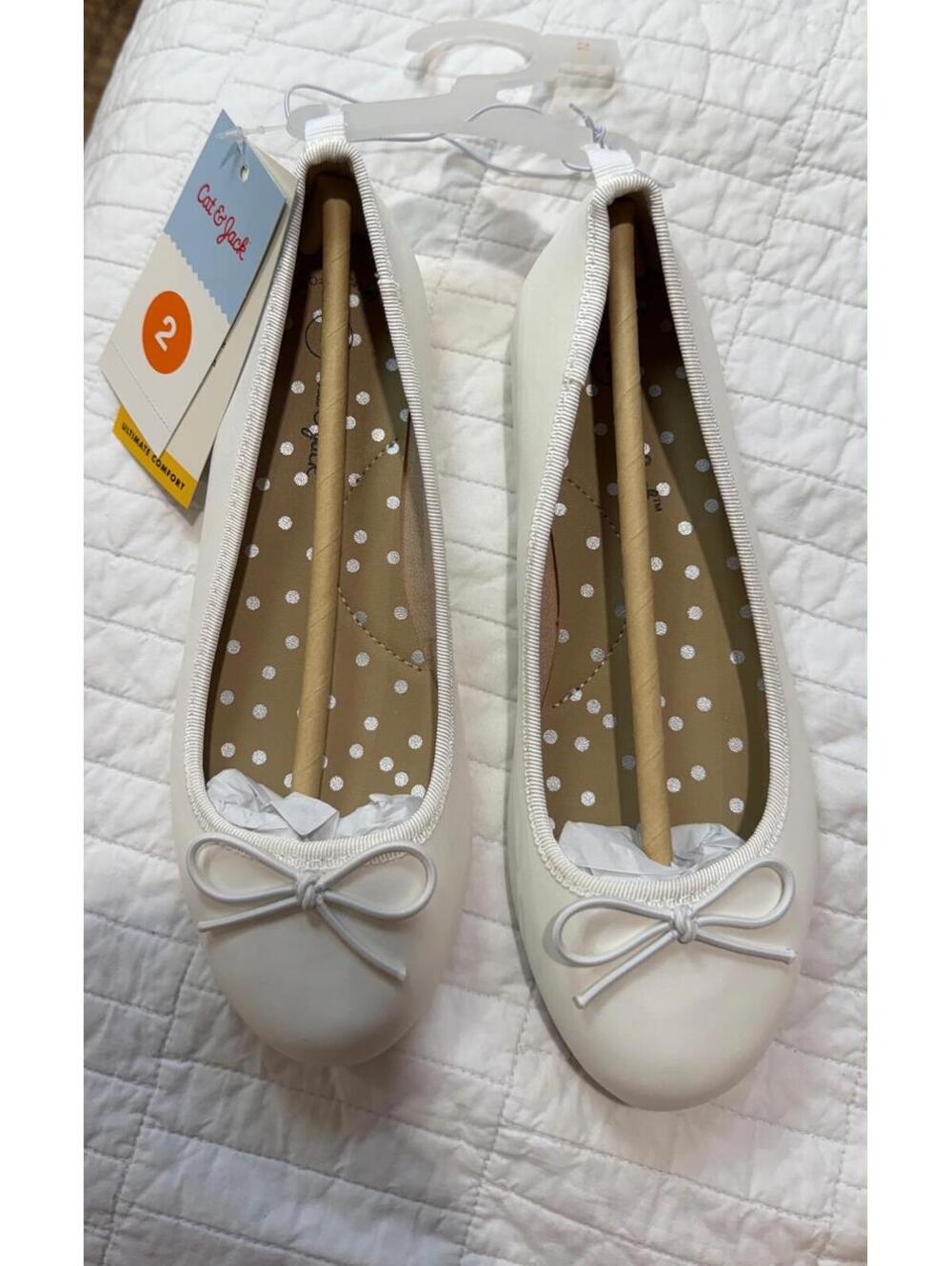NWT Kids' Diana Slip-On Ballet Flats - Cat & Jack™️ White 13